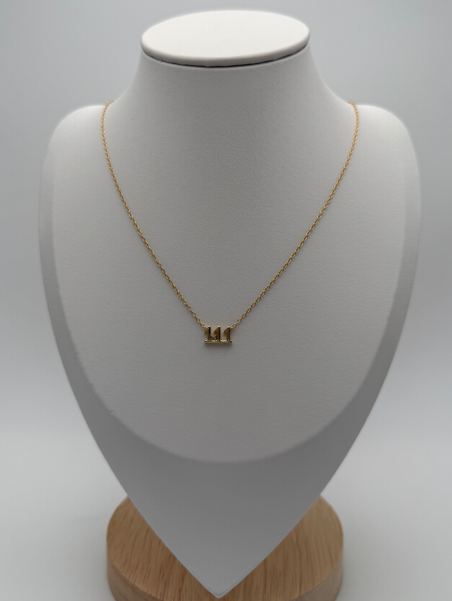 Dainty Gold Angel Number Necklace in 925 Sterling Silver