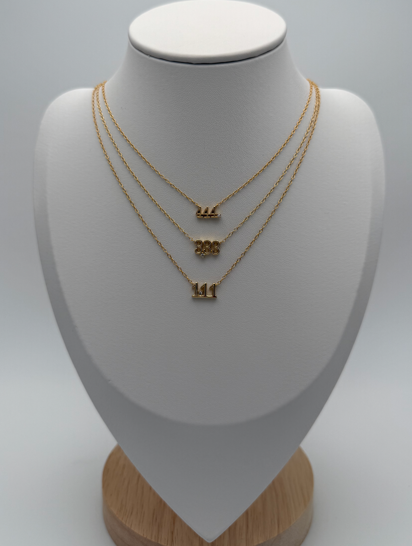 Dainty Gold Angel Number Necklace in 925 Sterling Silver