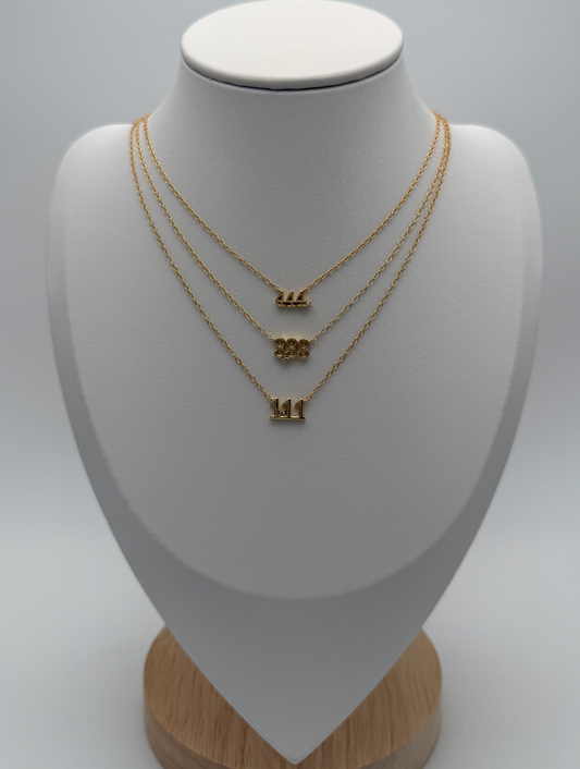 Dainty Gold Angel Number Necklace in 925 Sterling Silver